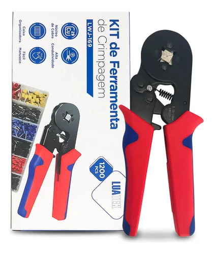 Kit Alicate Crimpar Prensa E Terminais Ilhós 1200 Un.