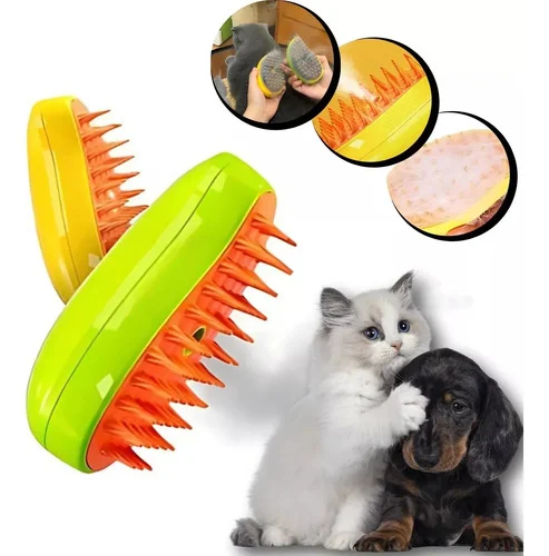 Escova Vapor Pet Elétrica Usb Gatos Cães Tira Pelos 3 Em 1