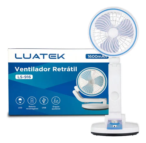 Ventilador De Mesa Retrátil Azul